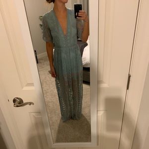 Socialite dusty blue lace overlace romper
